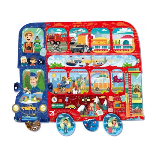 Travel Bus Shaped Floor Puzzle for Kids – 128 Pieces