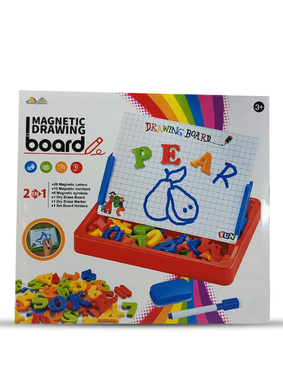 Magnetic Drawing Board with Magnetic Alphabets and Numbers for Kids