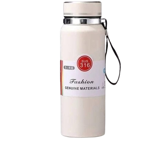 Elegant White SUS 316 Vacuum Flask with Wrist Strap