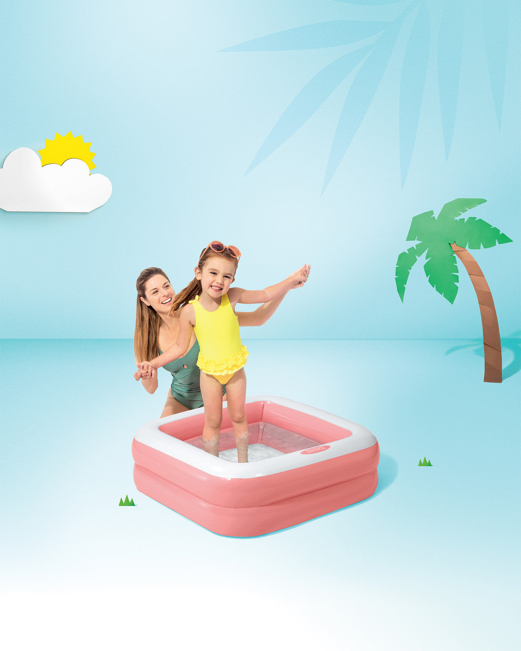 Intex Wet Set Collection Inflatable Baby Pool – Square Pink Toddler Pool