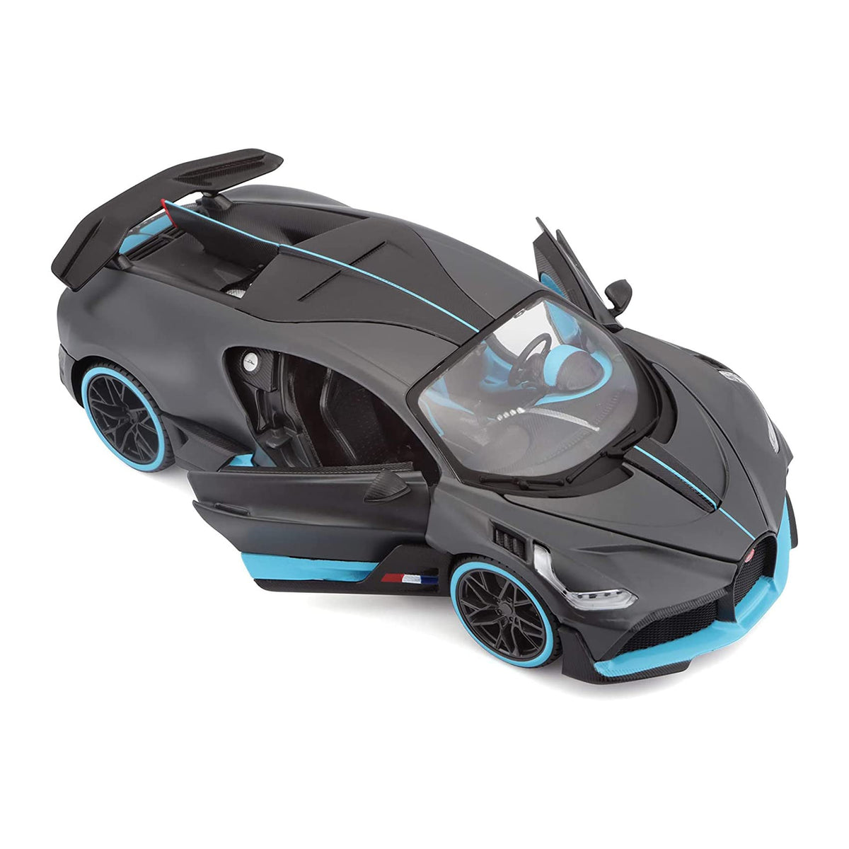 1:24 Scale Bugatti Divo Diecast Model Car – Matte Black with Blue Accents