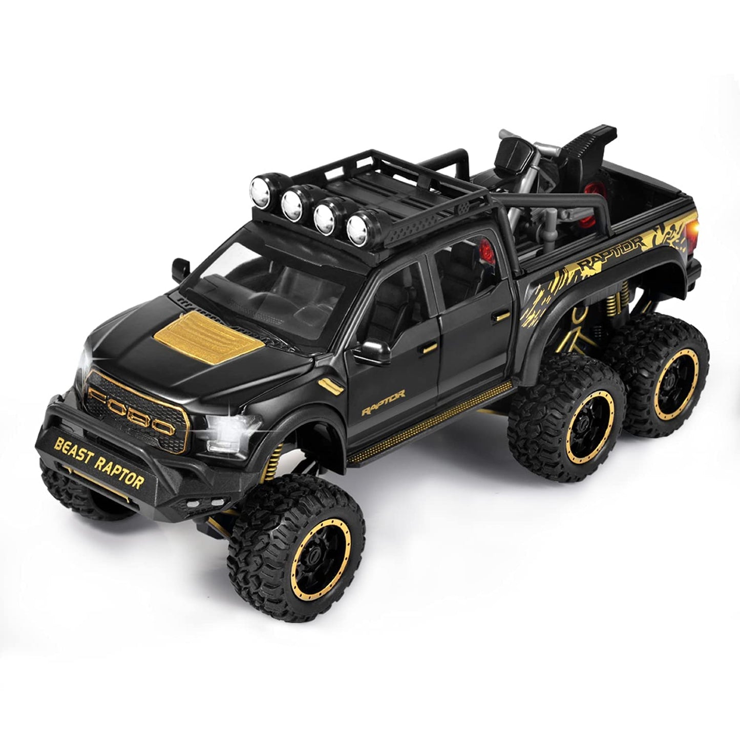 Ford Raptor 6x6 Off-Road Die-Cast Model Truck – Pull-Back Action