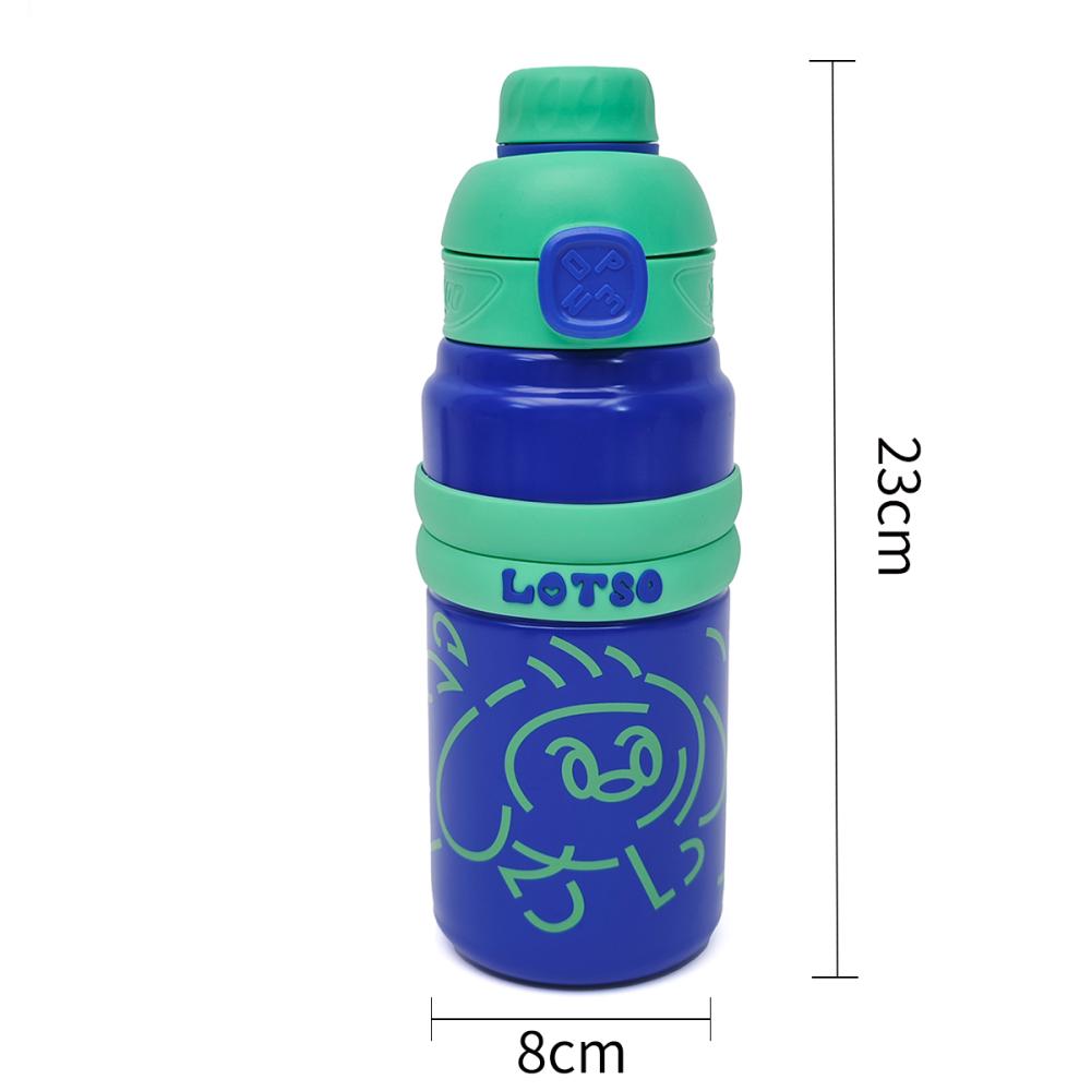 "LOTSO" Cartoon Character Kids Water Bottle – Blue & Mint Green