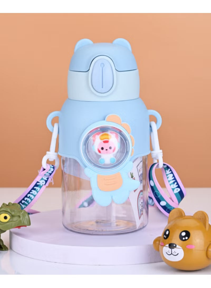 Cute Cartoon Animal Kids Water Bottle with Straw – Mint Green