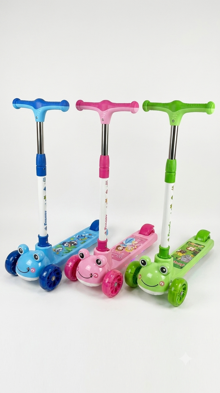 3-Wheel Frog Kick Scooter – Adjustable & Durable