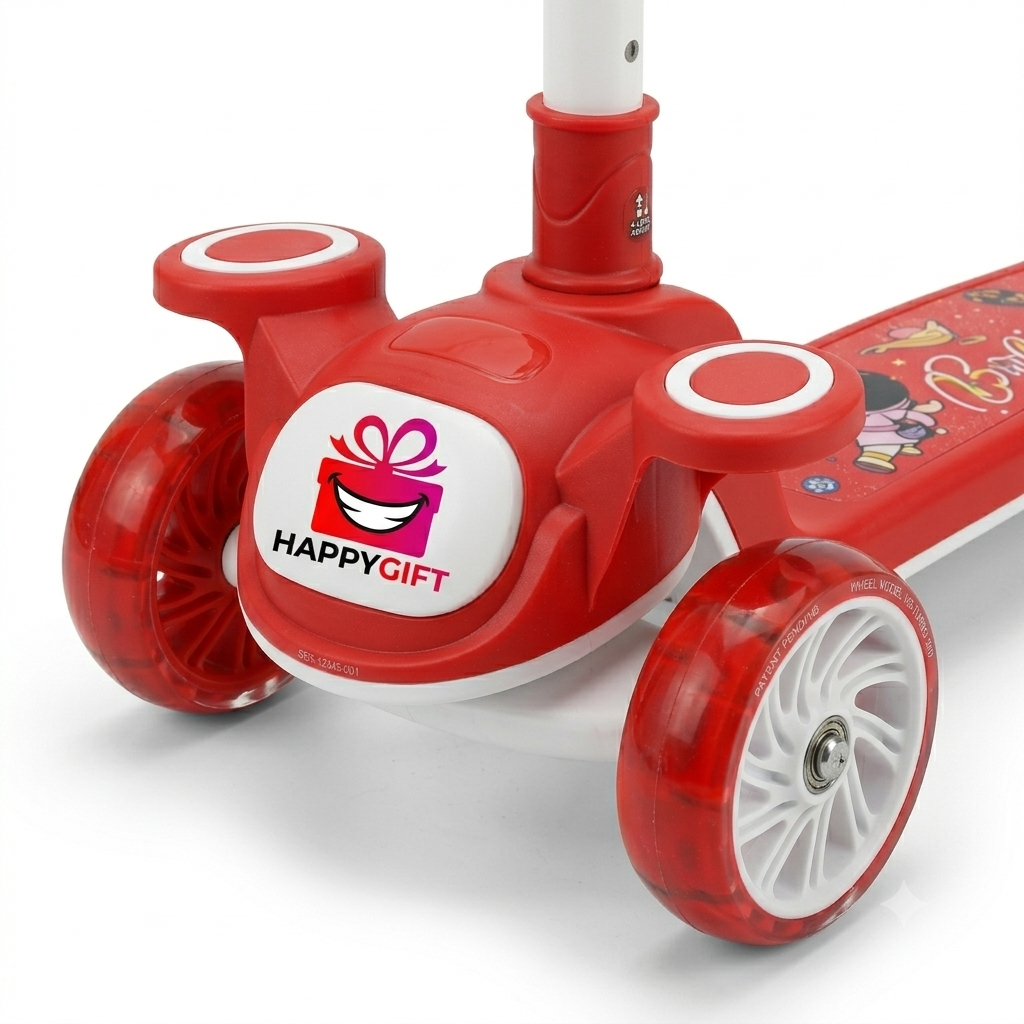 3-Wheel Kick Scooter with Light-Up Wheels | Adjustable Height & Foldable Design for Toddlers & Children