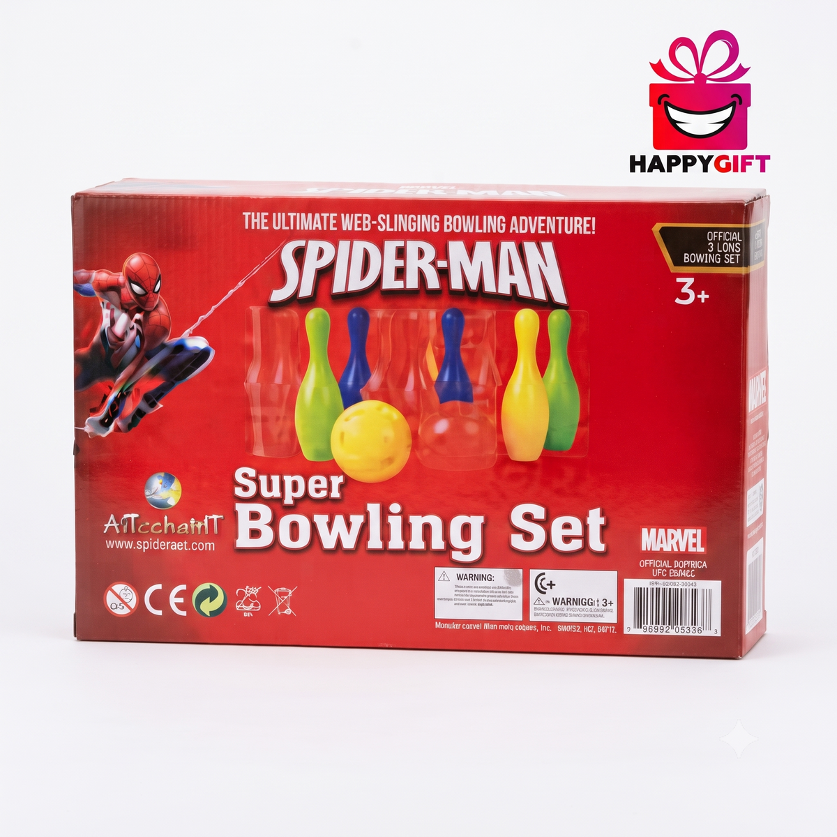 Marvel Spider-Man "Web-Slinging Strike Zone Bundle" Super Bowling Set - 3 Pins & 2 Balls