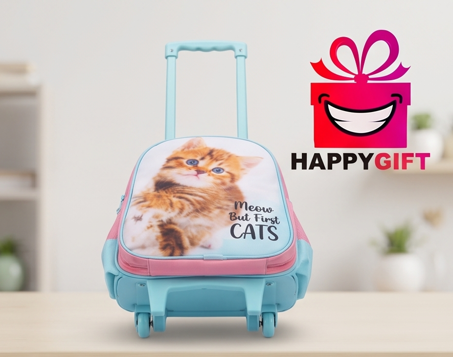 Cuddly Kitten Rolling School Backpack & Pencil Case Set