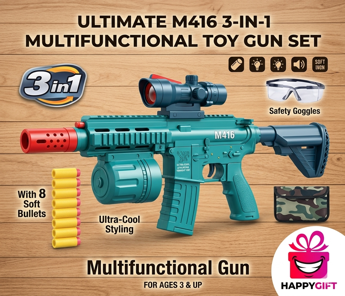 Ultimate 3-in-1 M416 Blaster Set: The Perfect Action Toy for Kids!