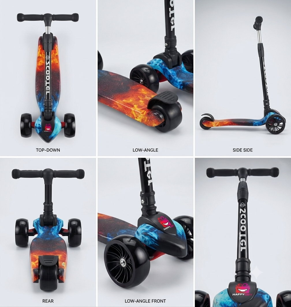 3-Wheel Kick Scooter with Light-Up Wheels | Adjustable T-Bar & Lean-to-Steer for Boys & Girls