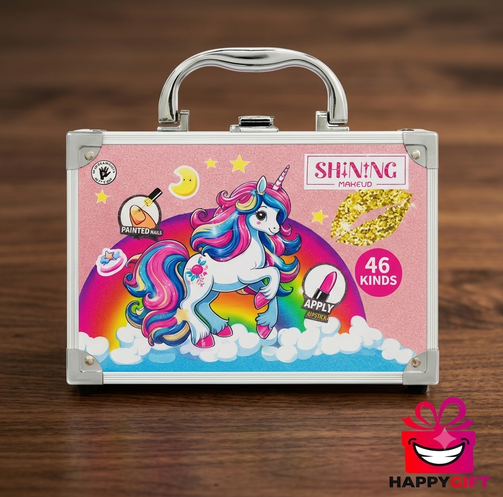 Magical Unicorn Kids Makeup Kit - Washable Pretend Play Vanity Set with Vanity Case