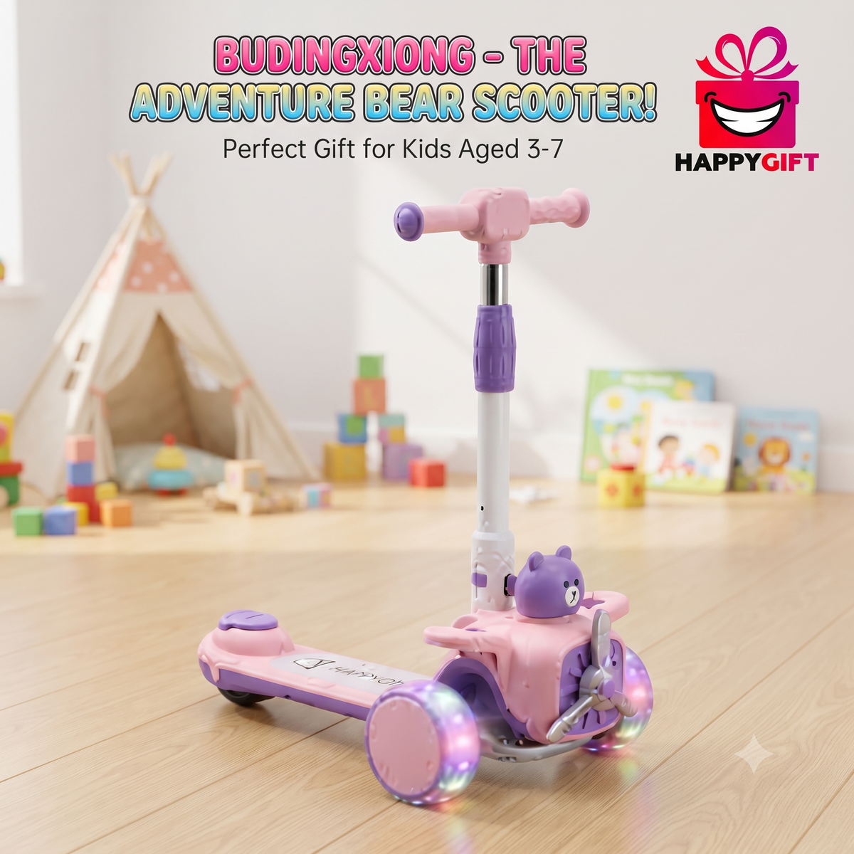 Budingxiong - The Adventure Bear Scooter! Perfect Gift for Kids Aged 3-7