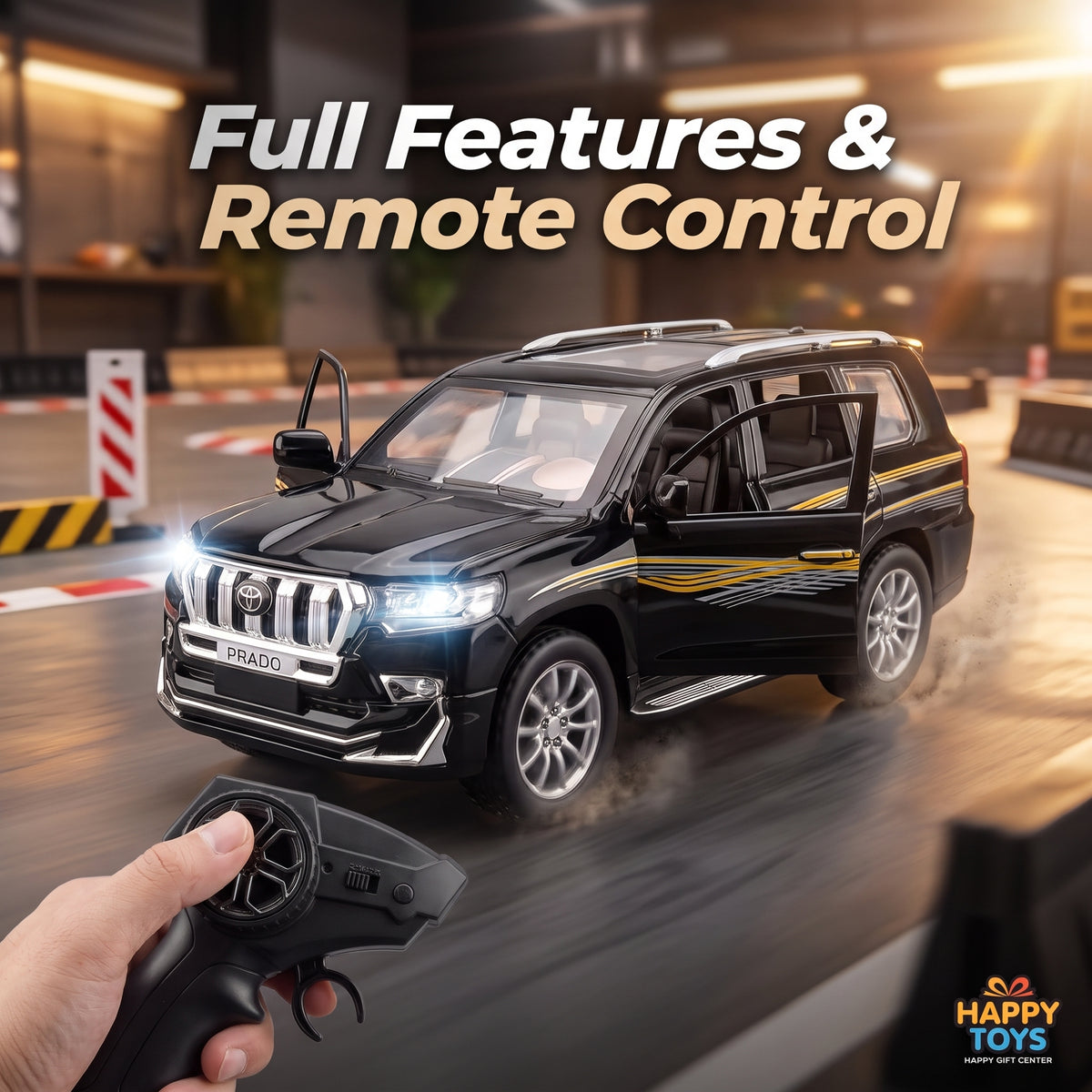 Toyota Prado Remote Control Toy SUV – Black | Happy Gift