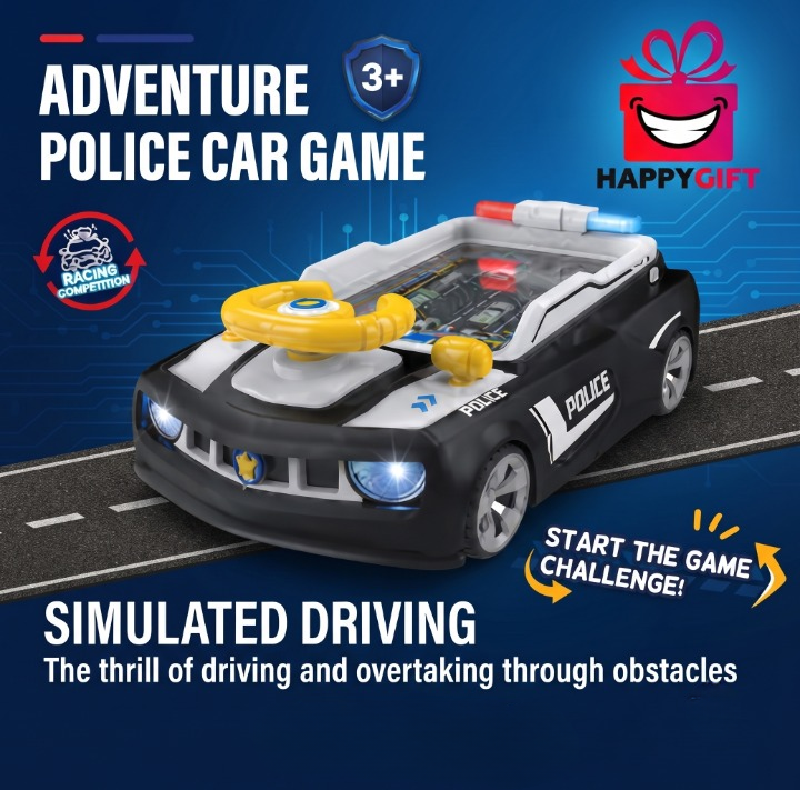 Adventure Police Car Game: Simulated Driving Toy with Lights, Sound & Endless Track