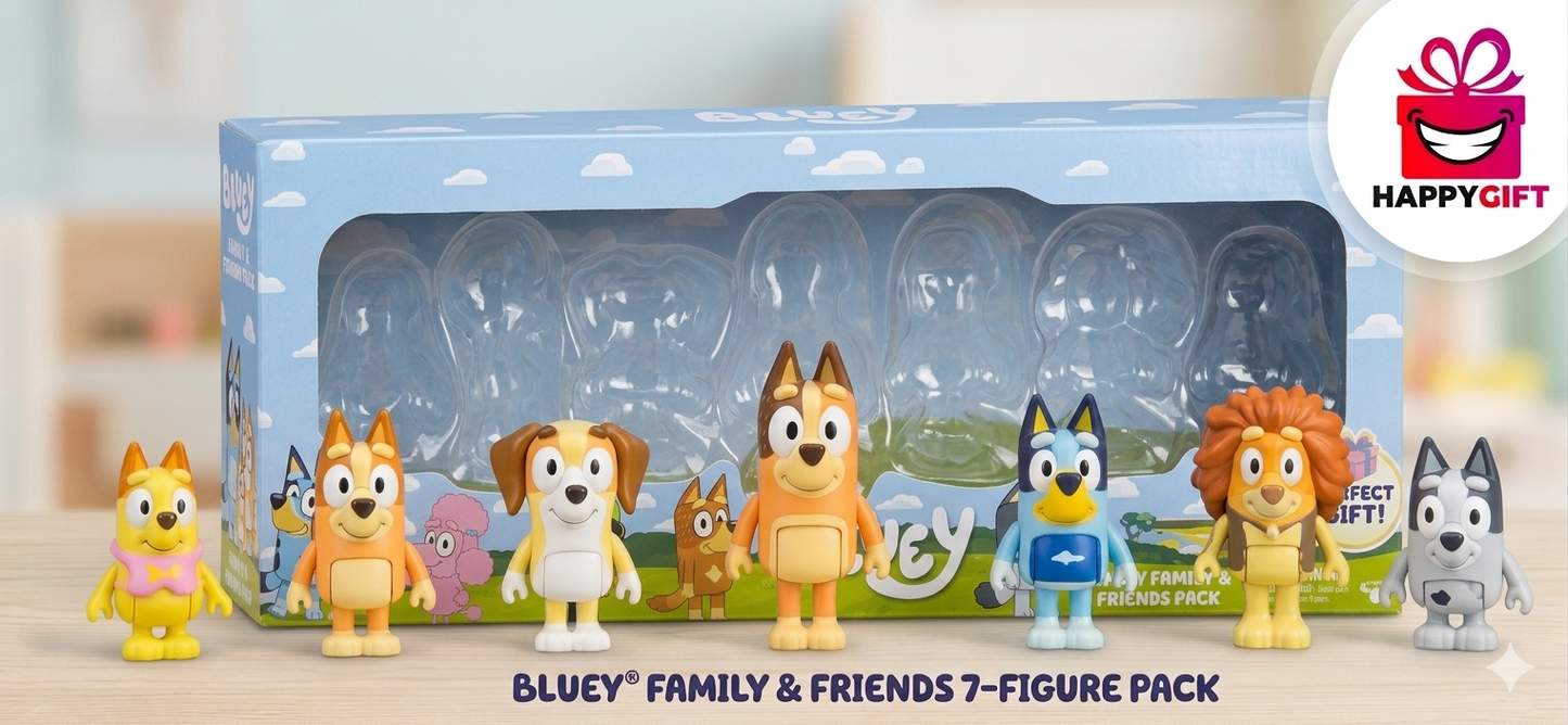 Bluey Family & Friends 7-Figure Collector Pack - High-Quality Toy Set