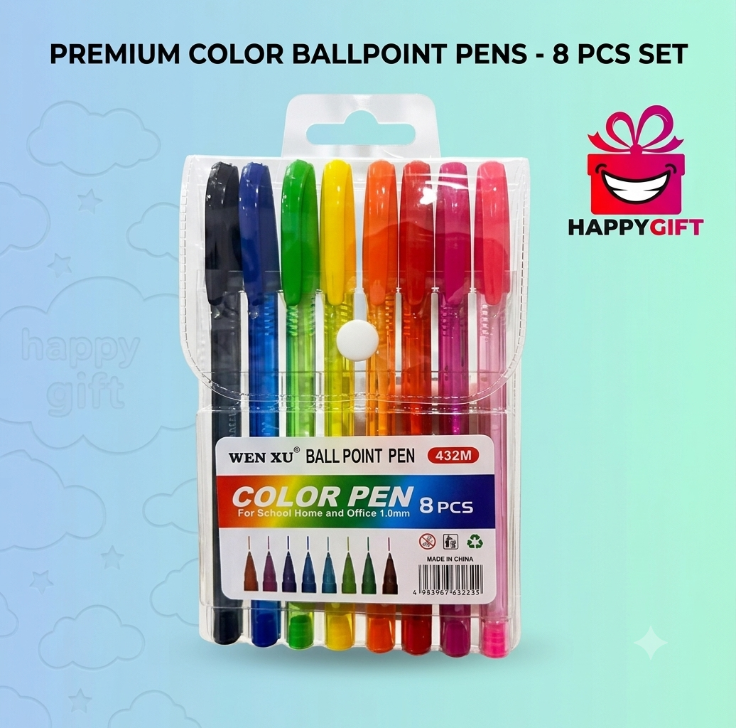 Color Ballpoint Pen Set – 8 Piece Collection