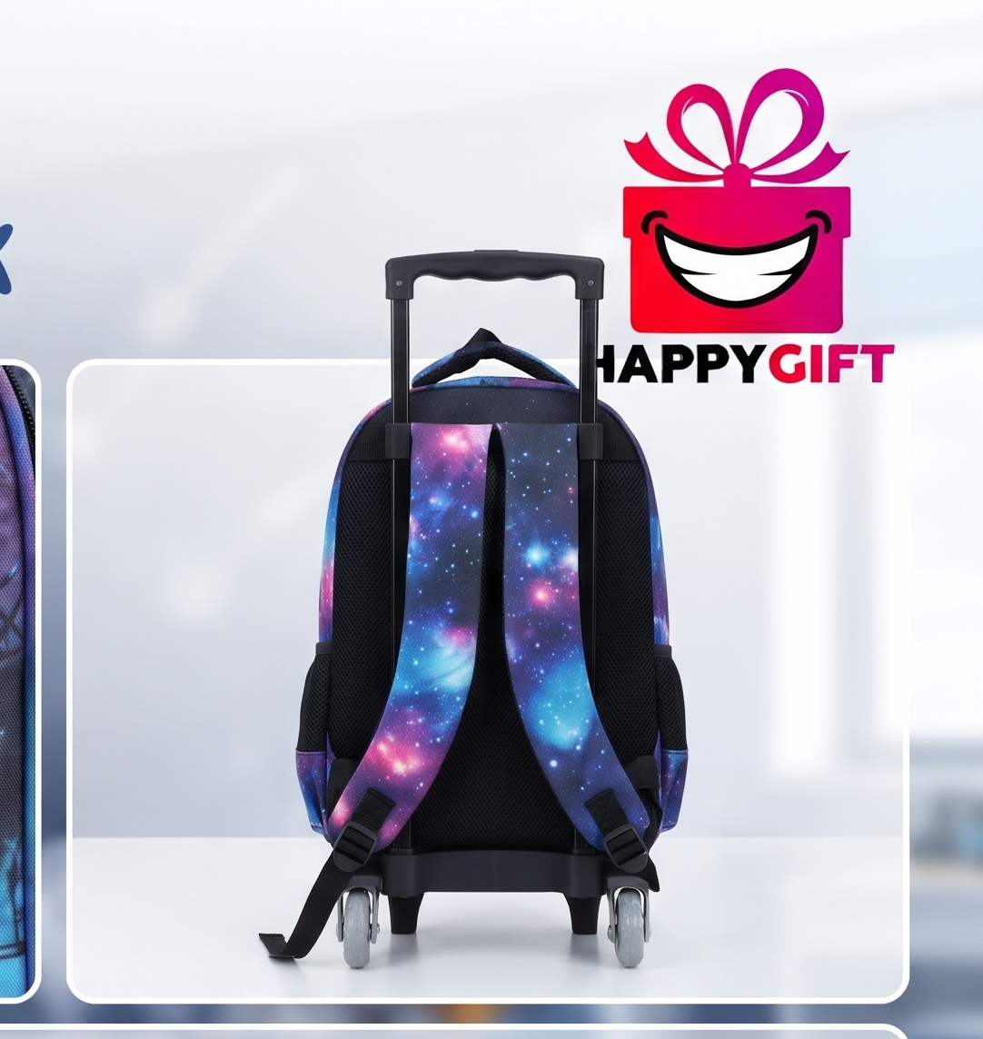 Galaxy Raccoon Rolling Backpack