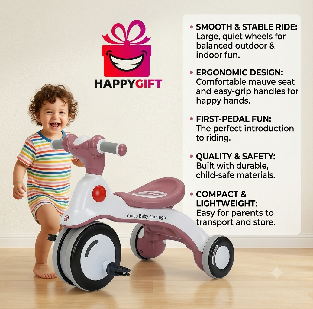 Premium LED-Lit Tricycle for Toddlers with Comfort Seat and Easy-Grip Handles
