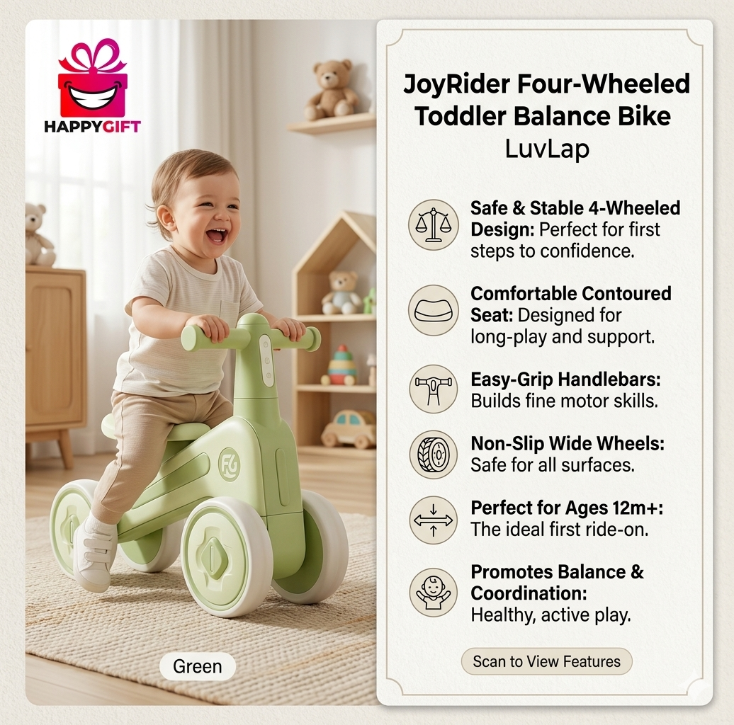 oyRider Four-Wheeled Toddler Balance Bike