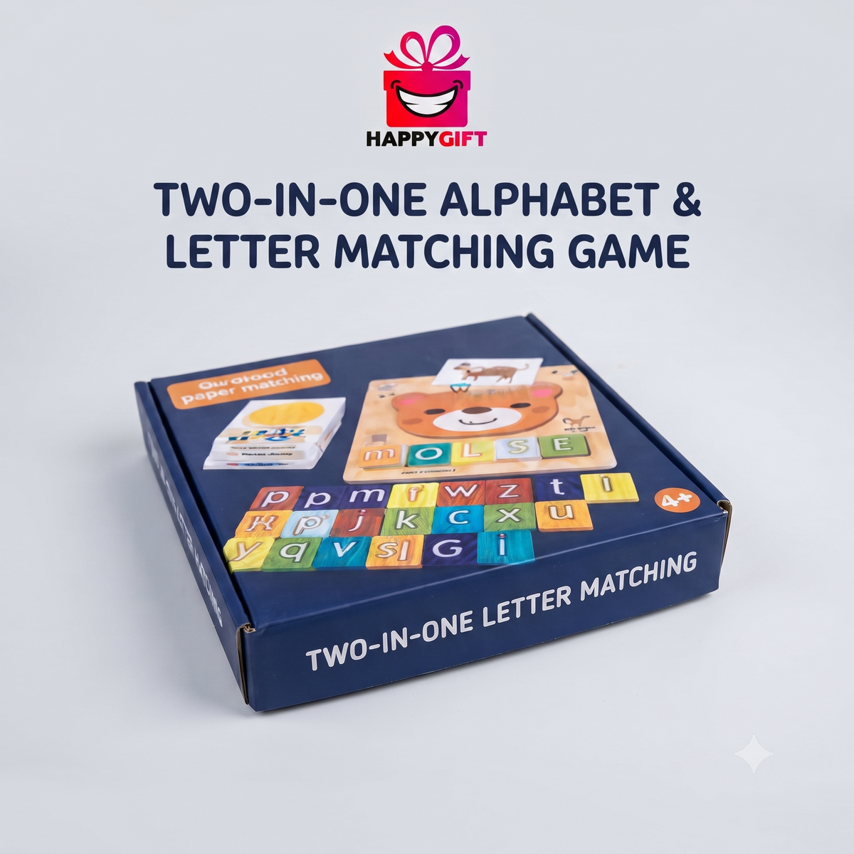 THE HAPPY GIFT COGNITIVE LEARNING SET – Educational Wooden Alphabet & Spelling Puzzle for Kids