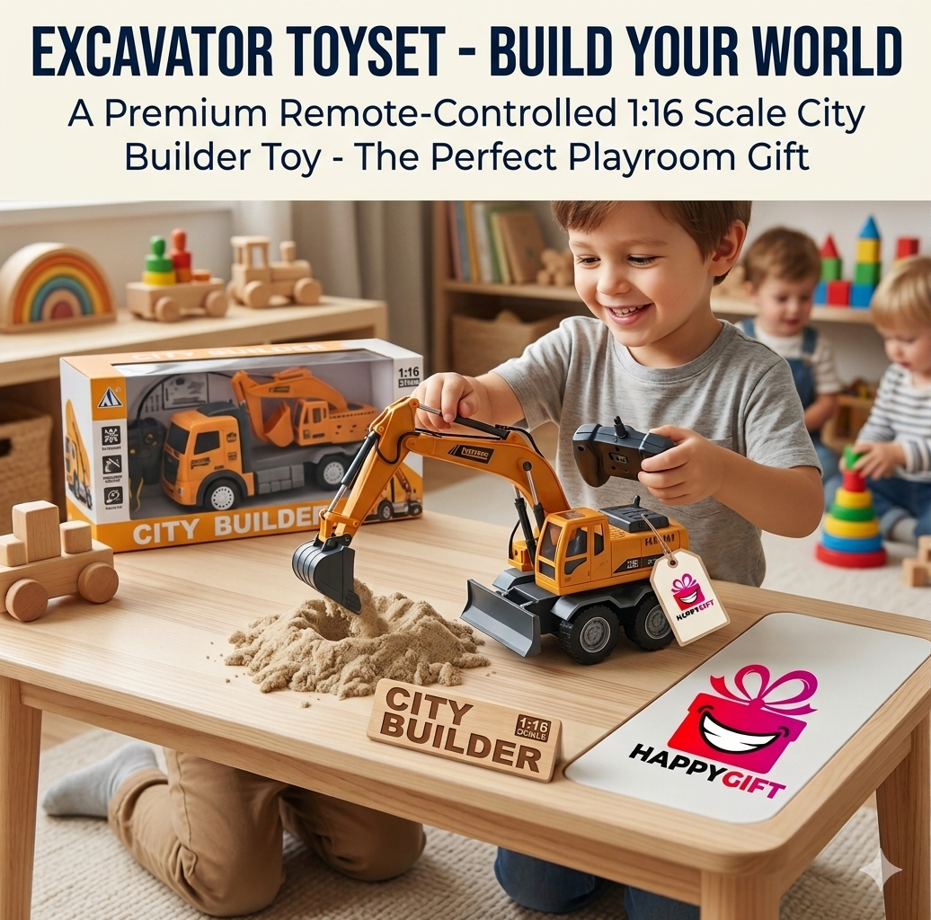 RC City Builder Excavator Toy Set