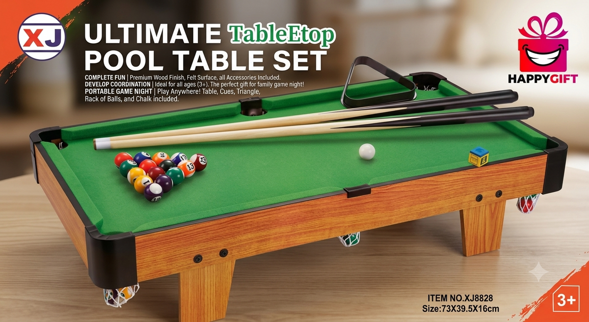 Tabletop Pool Table Set - Complete Mini Billiards Game for All Ages
