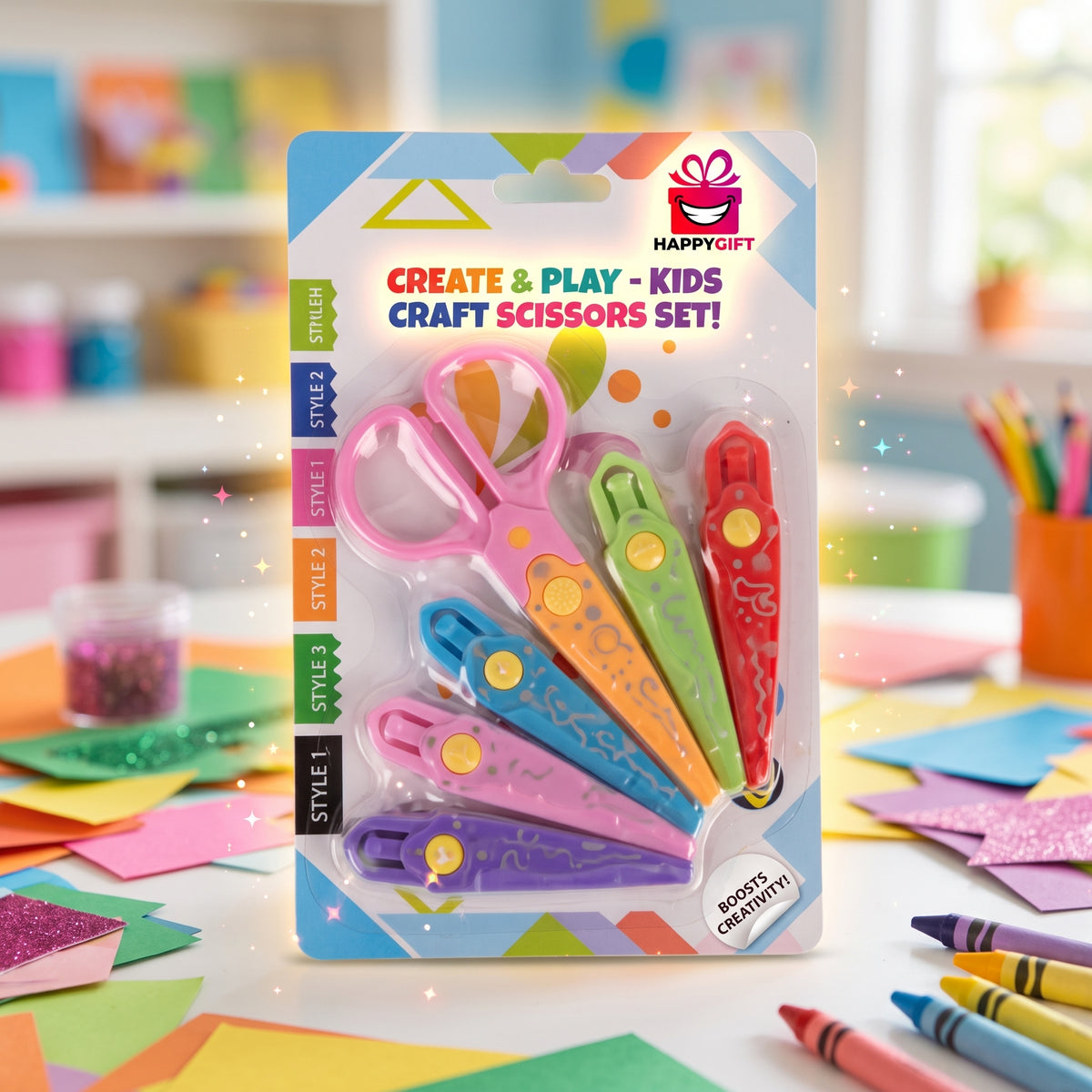 6-in-1 Kids Decorative Paper Edging Craft Scissors Set – Safe Interchangeable Border Cutting Tools