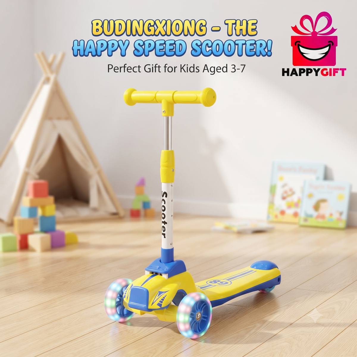 Title: BUDINGXIONG - THE HAPPY SPEED SCOOTER! Perfect Gift for Kids Aged 3-7