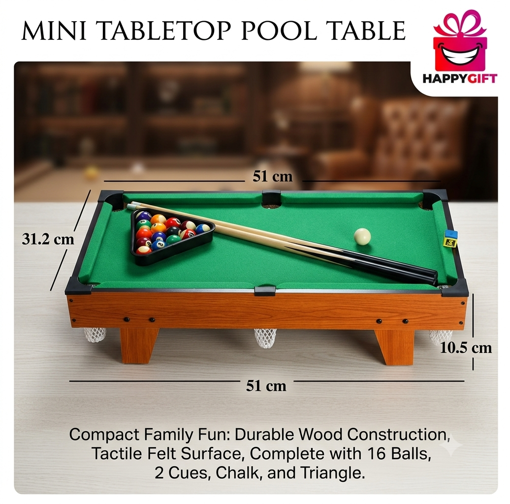 Tabletop Pool Table Set - Complete Mini Billiards Game for All Ages