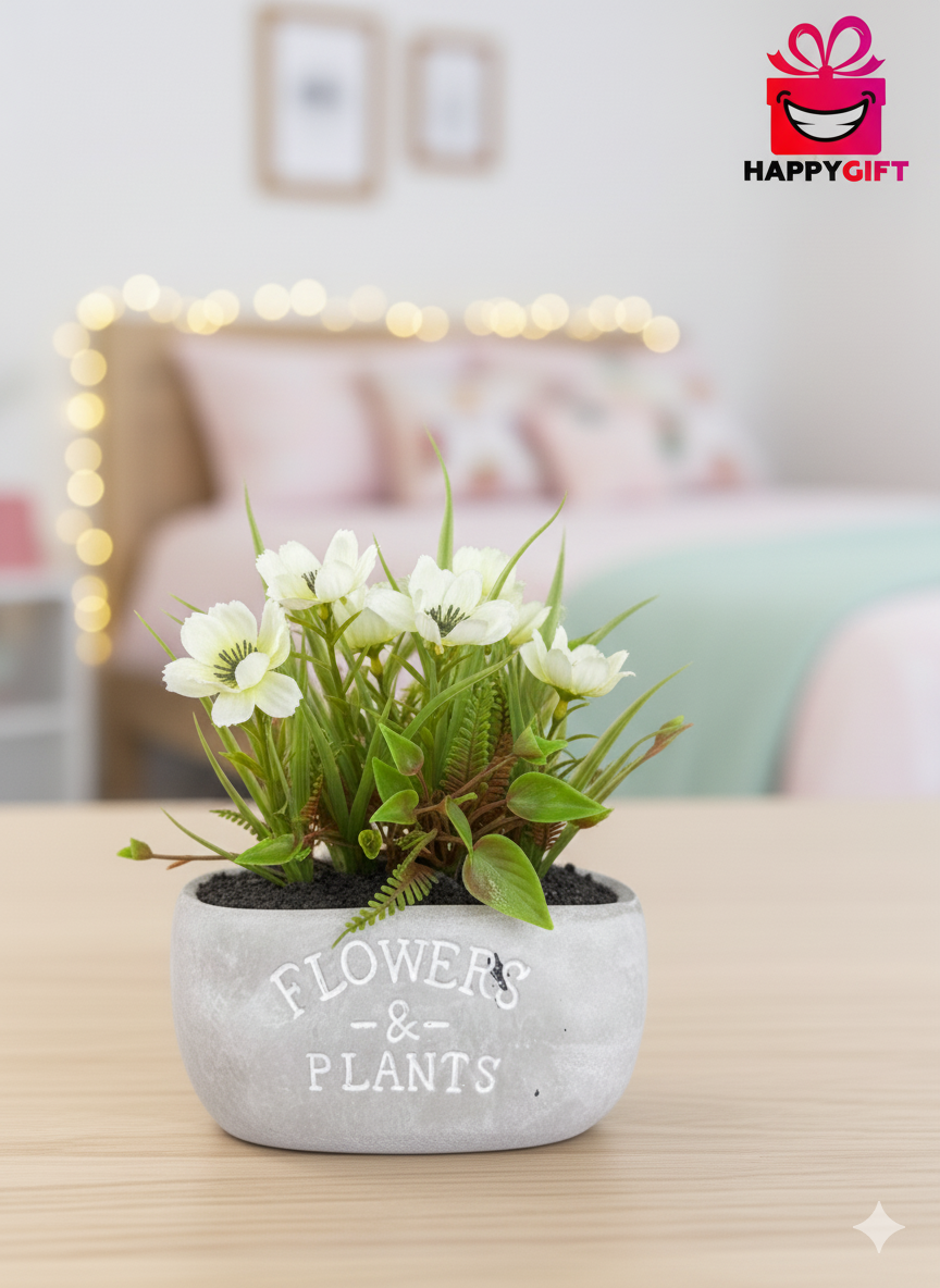 Spotted Orchid in Chic Wavy Ceramic Pot