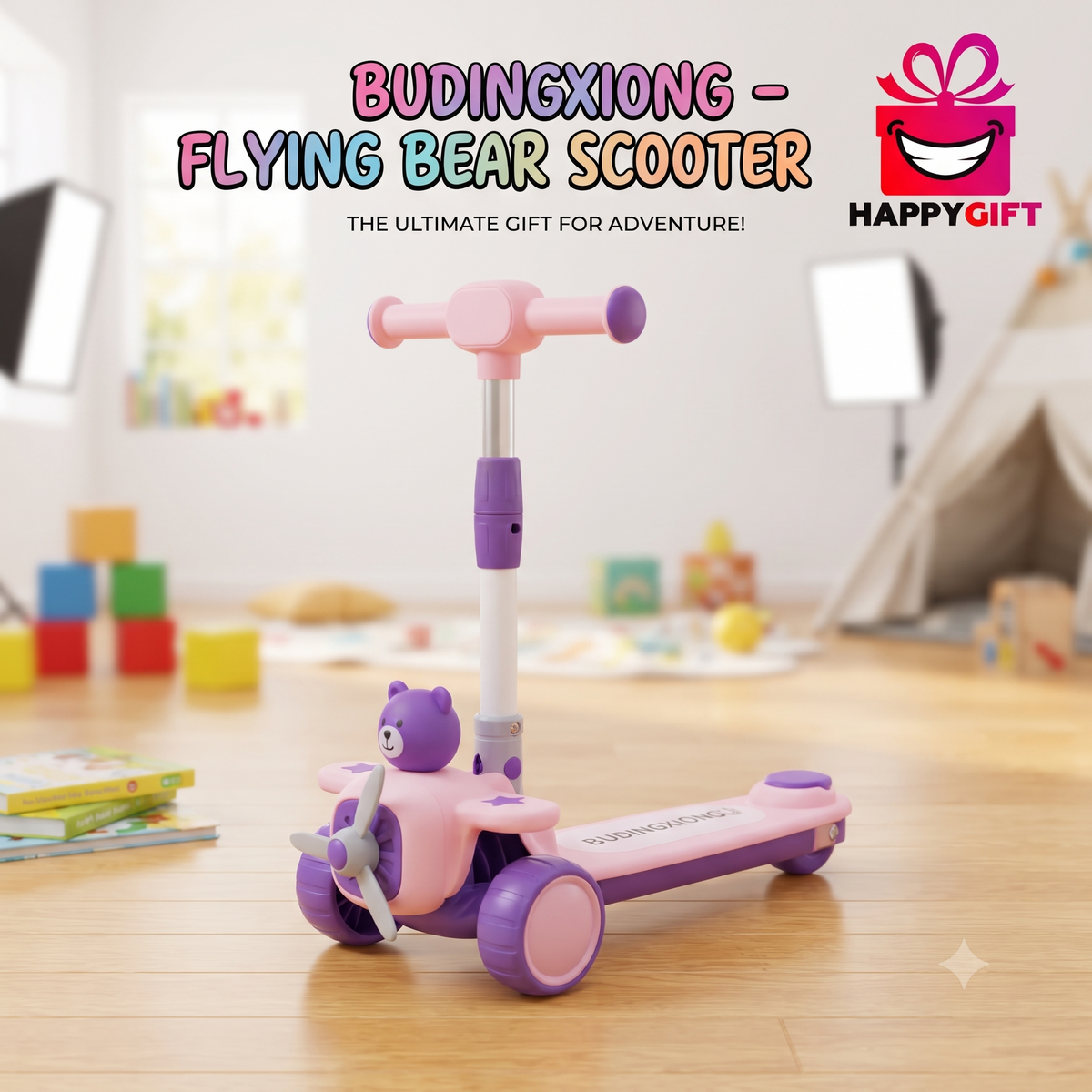 Budingxiong - The Adventure Bear Scooter! Perfect Gift for Kids Aged 3-7