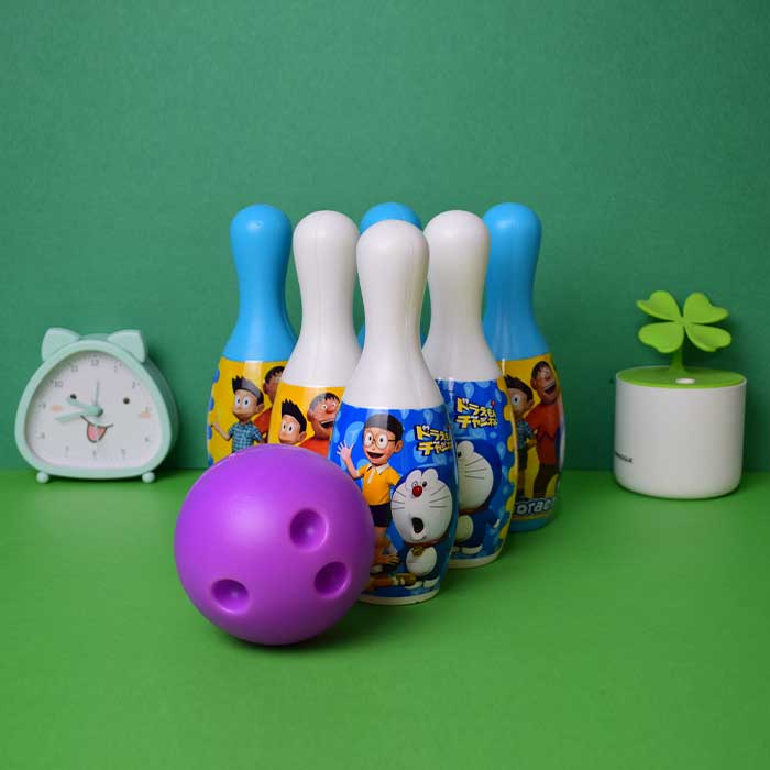 Doraemon Bowling Set for Kids - Indoor/Outdoor Play with 6 Pins & 2 Balls