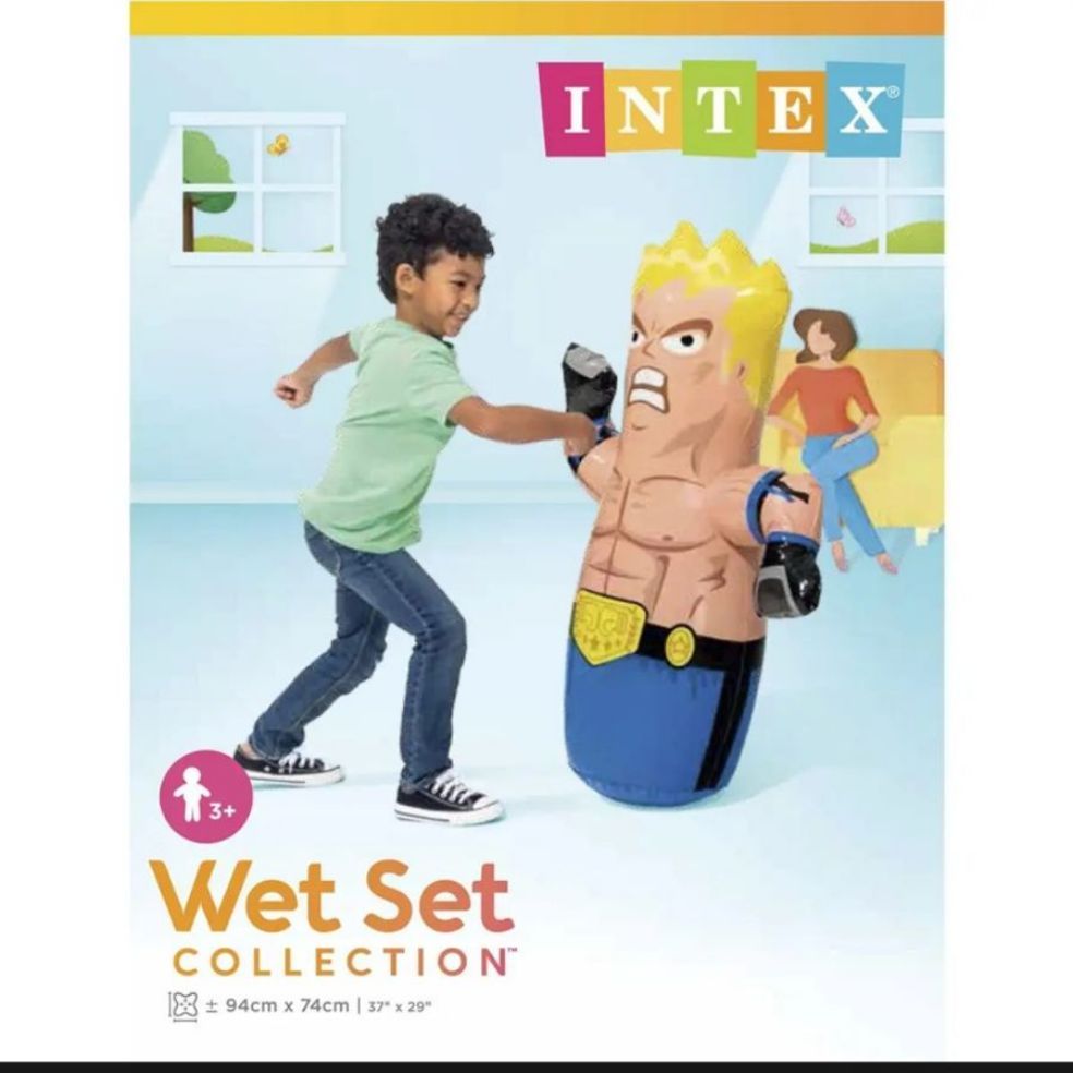 Intex 3D Bop Bag Inflatable Boxer – 37" Wrestling Punching Bag for Kids