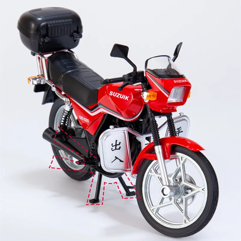 Suzuki GS125 Die-Cast Motorcycle Model – 1:12 Scale with Lights & Moving Parts