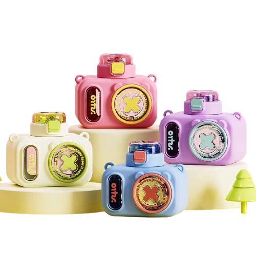 Camera-Style Kids Water Bottle with Strap