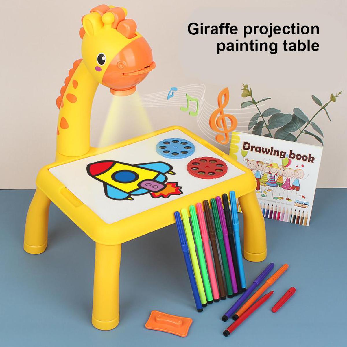 Giraffe Projection Drawing Table for Kids – Creative Art Station with Light & Music
