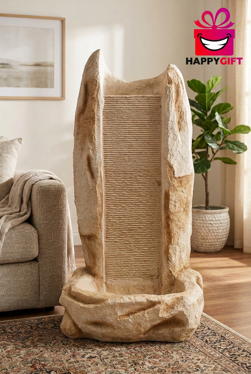 Beige Stone-Look Waterfall Fountain for Home Décor | Happy Gift