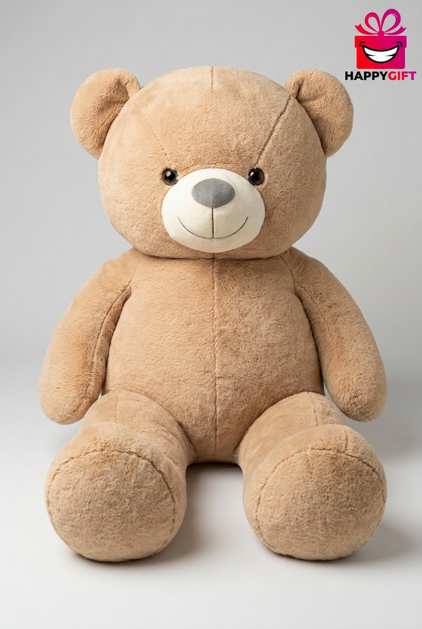 121 CM Beige Teddy Bear – Smiling Plush Soft Toy Gift | Happy Gift