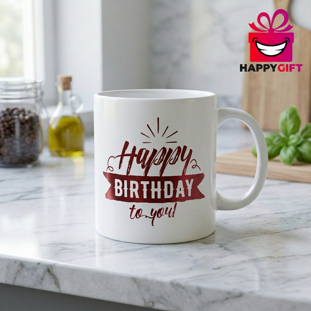 Happy Birthday White Ceramic Gift Mug | Happy Gift
