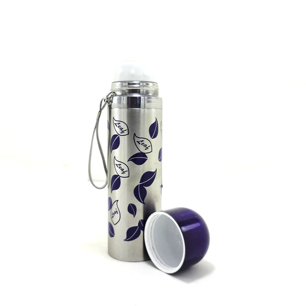 Blue Leaf Pattern Stainless Steel Vacuum Bottle