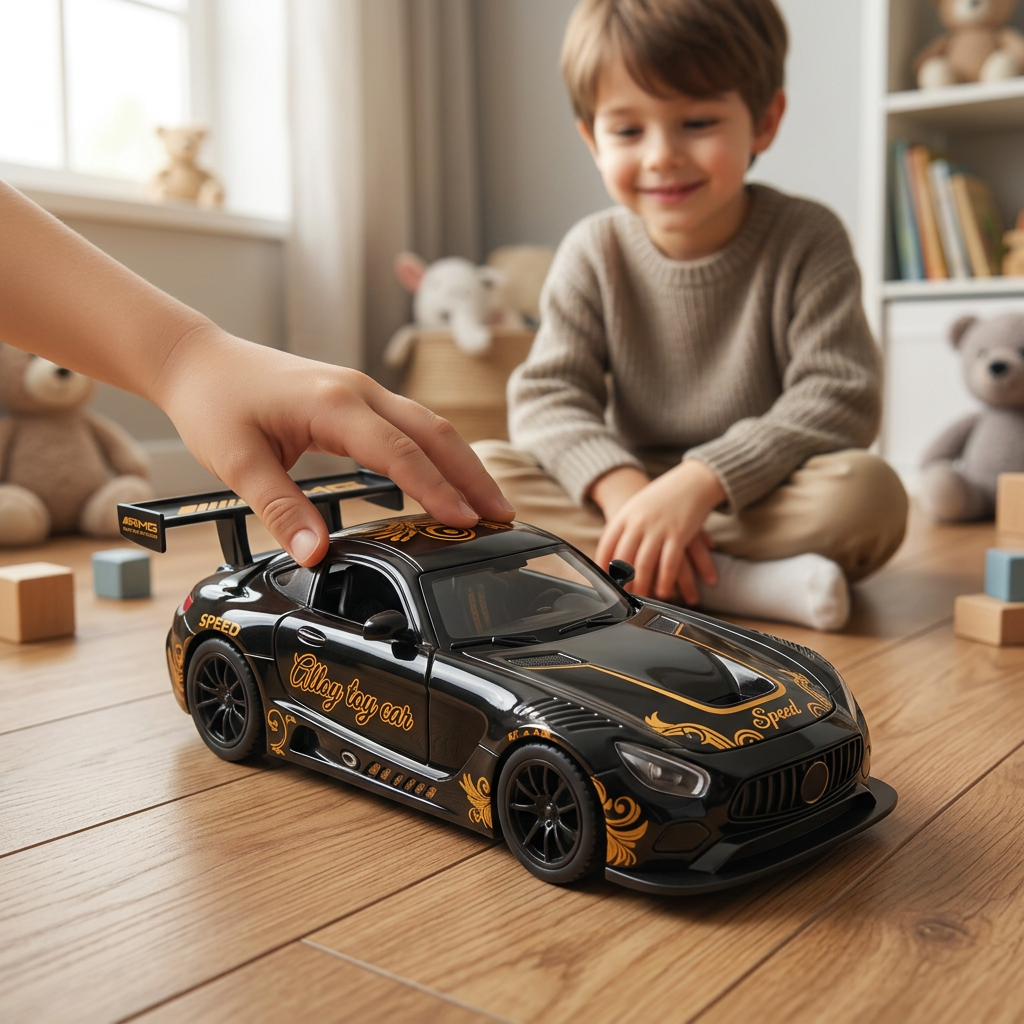 Black & Gold Die-Cast Racing Car | Happy Gift