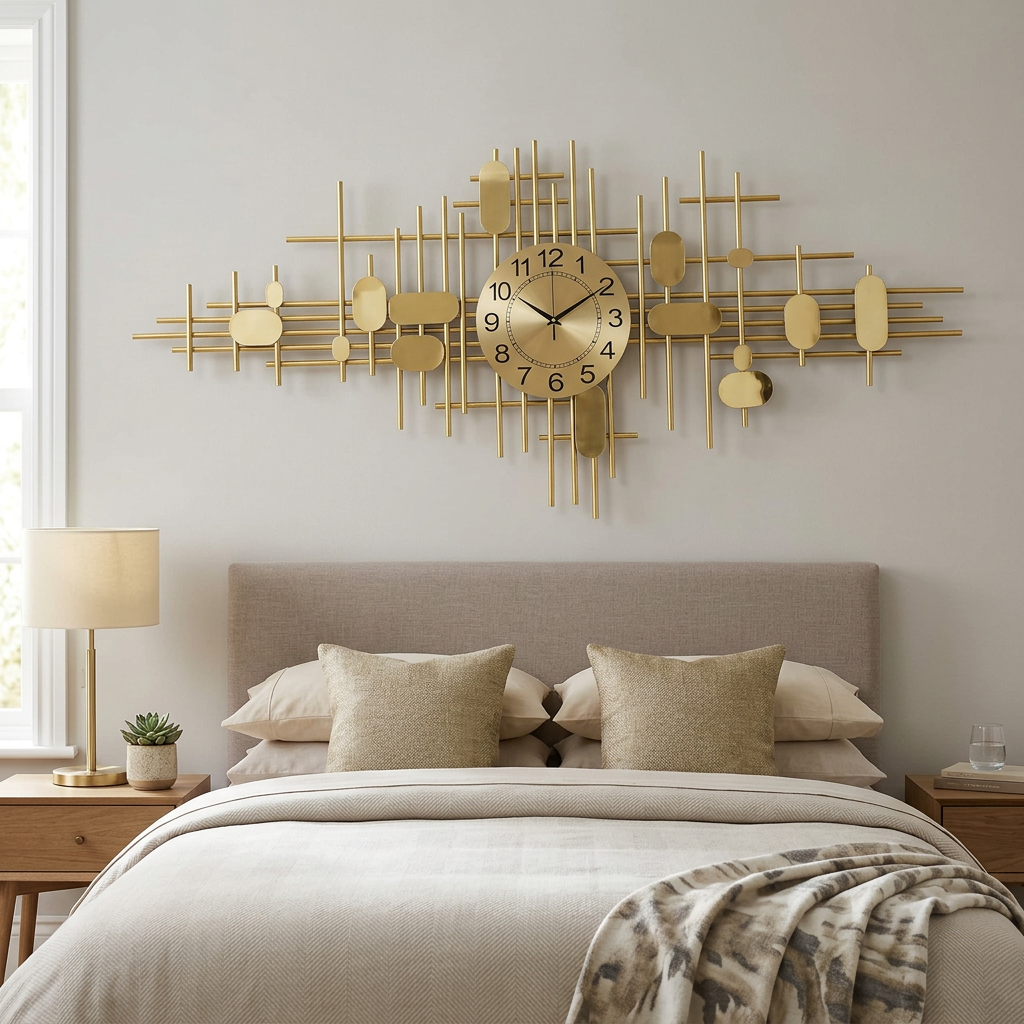 Gold Geometric Wall Clock | Modern Wall Decor | Happy Gift