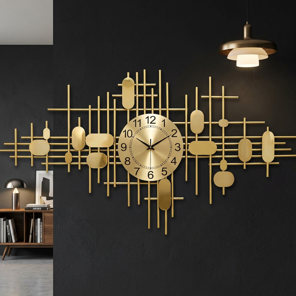 Gold Geometric Wall Clock | Modern Wall Decor | Happy Gift
