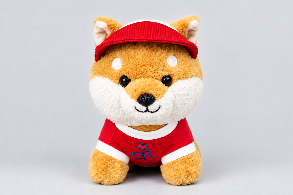 25CM Shiba Inu Plush Soft Toy with Red Cap | Happy Gift