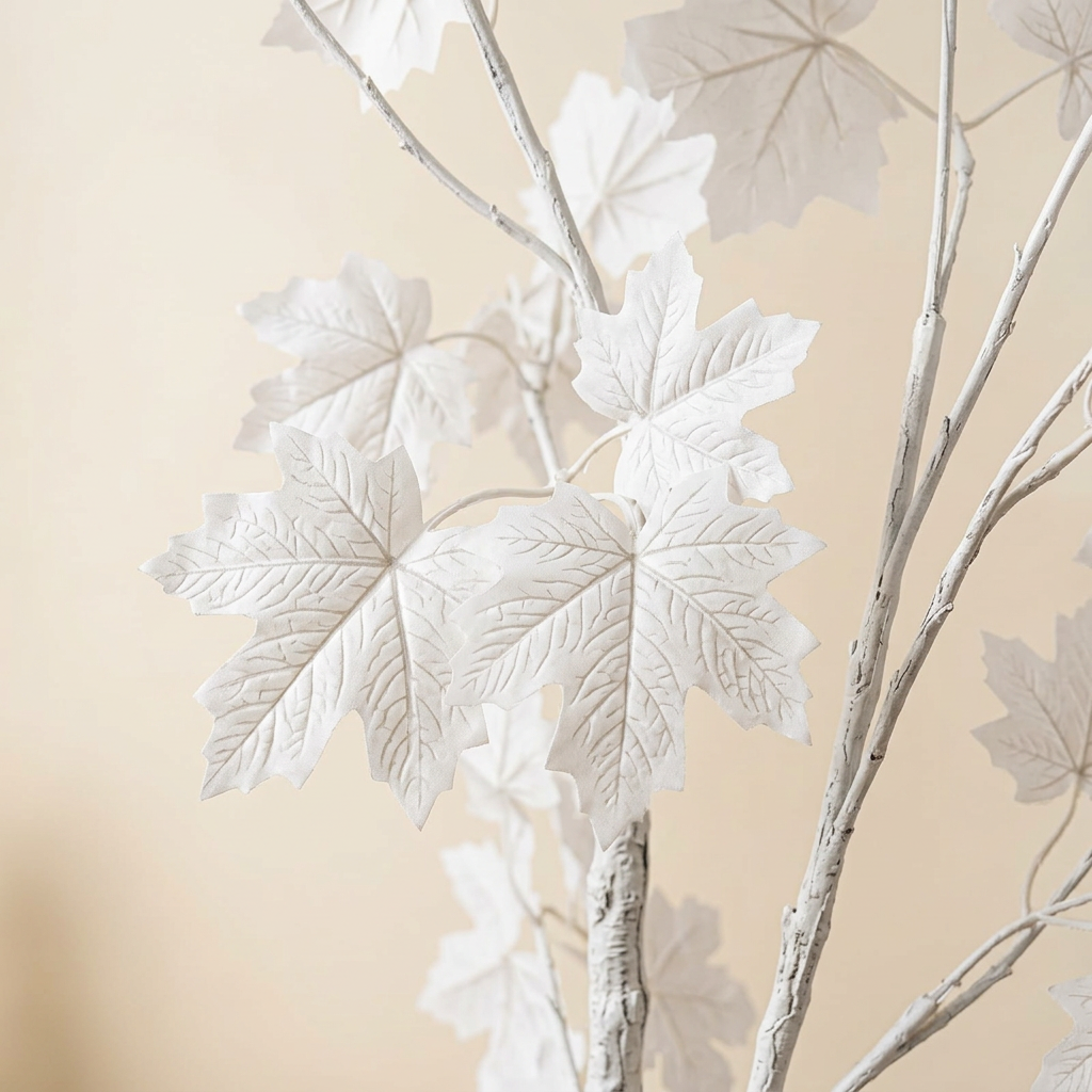 Artificial White Maple Leaf Tree in Gray Pot | Happy Gift HEIGHT 4.5 FT