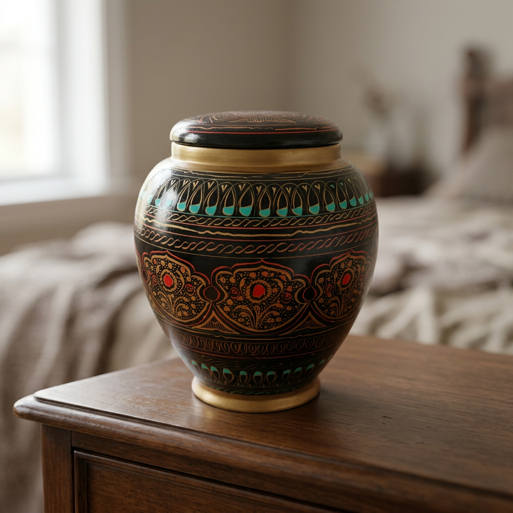 Black & Gold Decorative Jar with Lid | Happy Gift