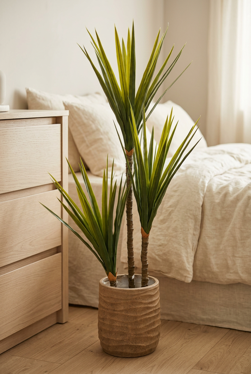 Decorative Three-Stem Plant with Tan Planter | Happy Gift