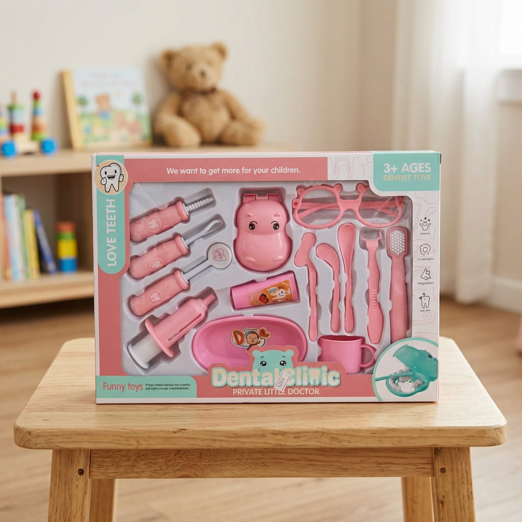 Kids Dentist Playset with Accessories – Pink | Happy Gift