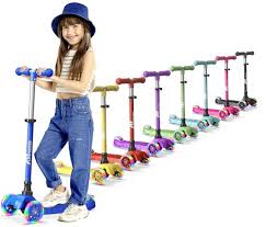 Three-Wheeled Adjustable Kids' Scooters with LED Wheels