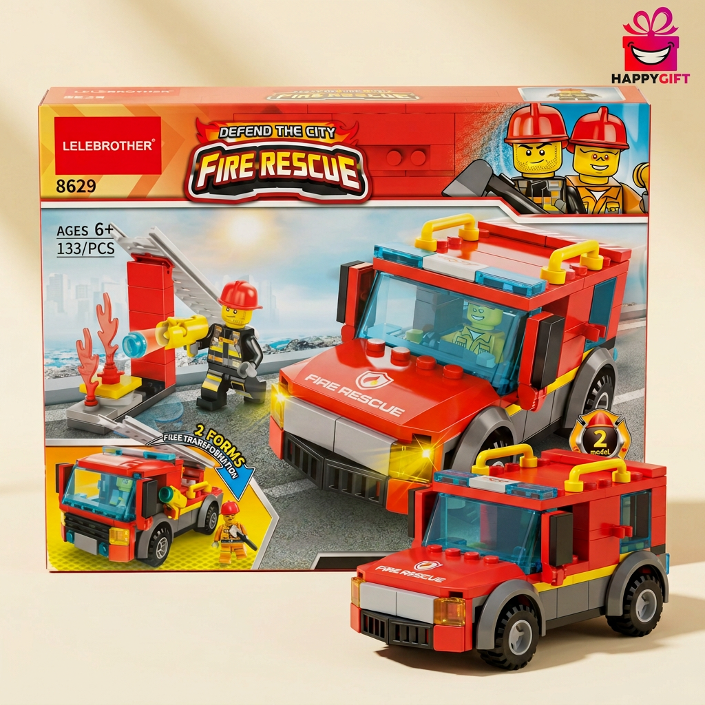 Fire Truck Building Blocks Set – 133 Pieces | Happy Gift